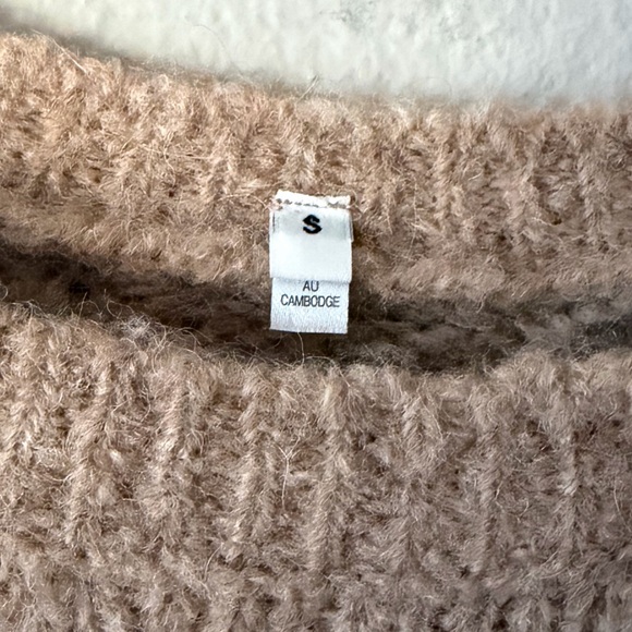 Alpaca Blend Knit Beige Tan Crew Neck Long Sweater by Muji Women Small - Picture 5 of 10